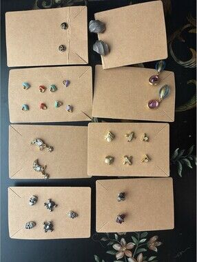 Mixed Stud Earrings Lot 14 Pairs + Single Hearts Skull Cross Fashion